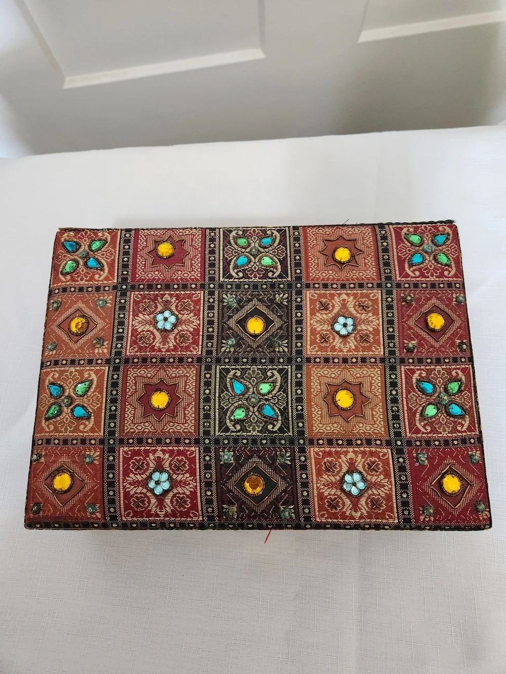 Pier 1 Beaded Embellished Patterned Decorative Jewelry Box